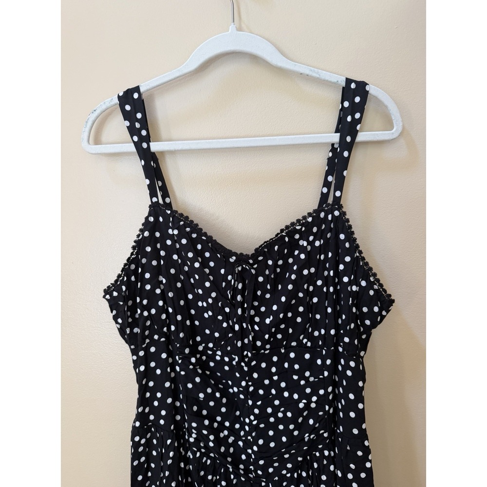 Wild Fable Women's Ruched Mini A-Line Dress Size XXL Black/White Polka Dots NWT - Picture 4 of 10